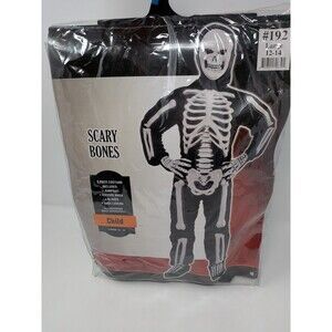 Scary Bones Skeleton Costume Kids Boys Large 12-14 Halloween NEW 6-Piece Set